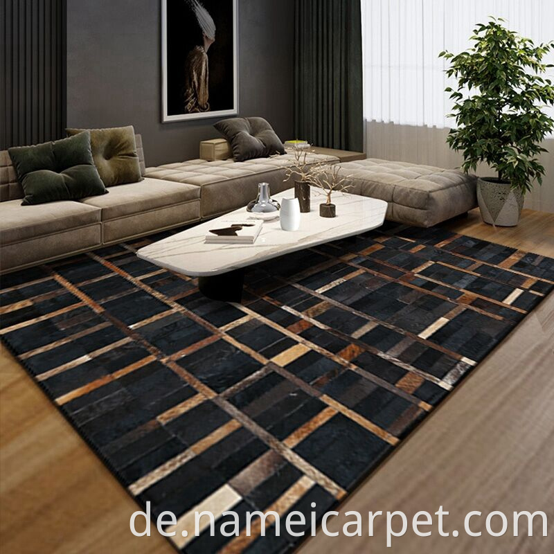 Home Hotel Living Room Luxury Design Real Cowhide Patchwork Round Leather Floor Carpet Area Rugs